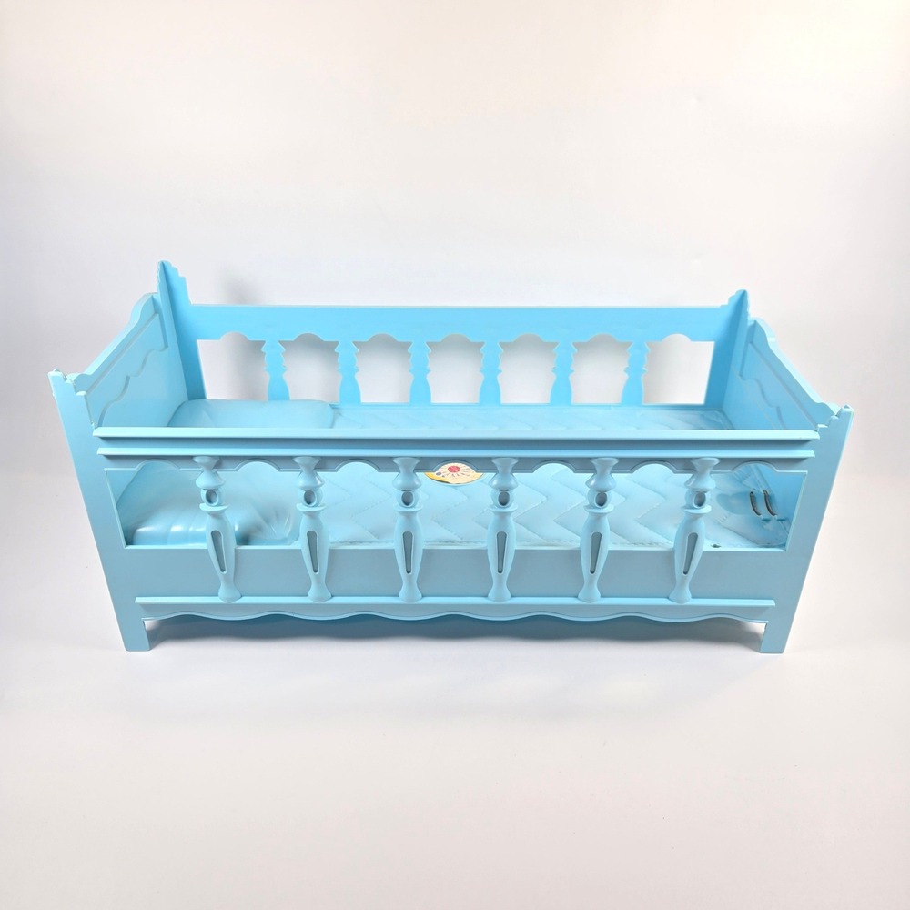 Rare Vintage Remco Blue Battery Operated Plastic Doll Crib Bed USA Made 3223-20